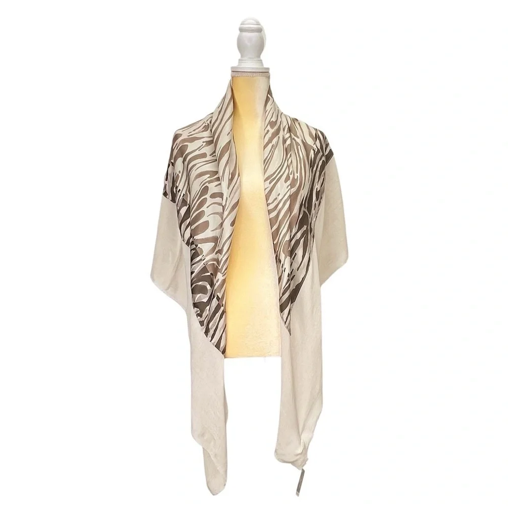 Echo Silk Scarf 54” Square Oversized Wrap Zebra Stripe Tiger Print Shawl New NWT